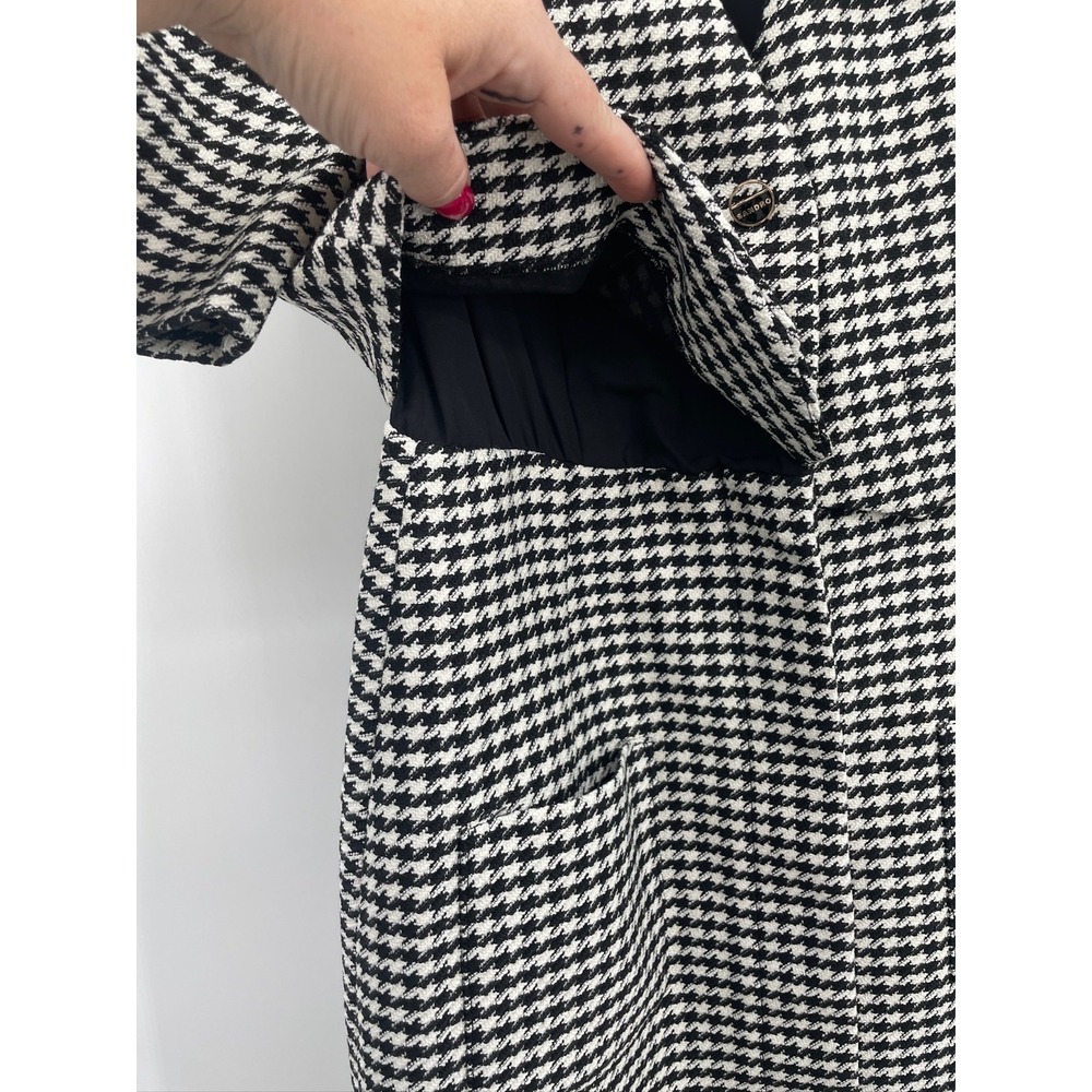 Sandro Charlotte Houndstooth Black and White Tweed Mini Dress 38 US 6 - Picture 2 of 11